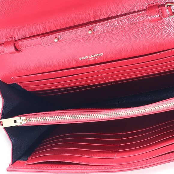 Saint Laurent Red Grain De Poudre Cassandre Chain Wallet - Picture 8 of 8